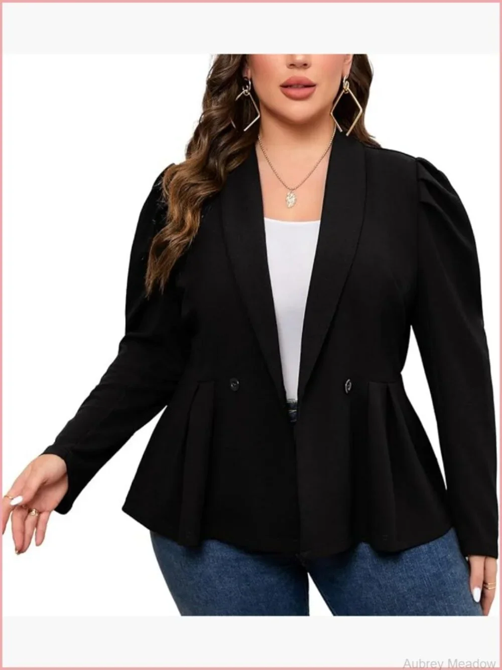 Plus Size Peplum Blazers & Suit Jackets Work Casual Long Sleeve Shawl Lapel
